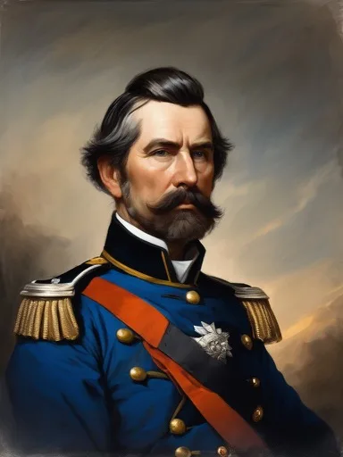 Civil War General portrait style — Union blue, sword drawn, leading the charge. History in the making.